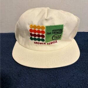Vtg Snap-Back Mesh Trucker Hat Cap CLEAN CROP GROWER SERVICE K-Products USA Farm